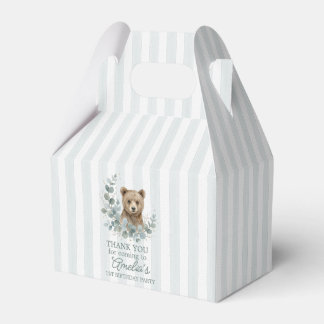 Cajas de regalos de cumpleaños de oso de acuarela