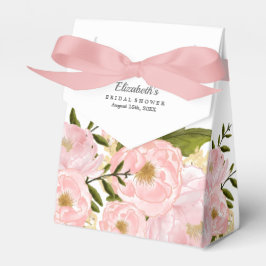 Cajas de regalos de ducha nupcial de peonías rosad