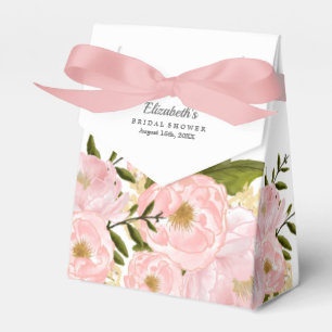 Cajas de regalos de ducha nupcial de peonías rosad