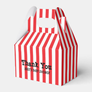 Cajas de regalos de fiesta con rayas de circo roja