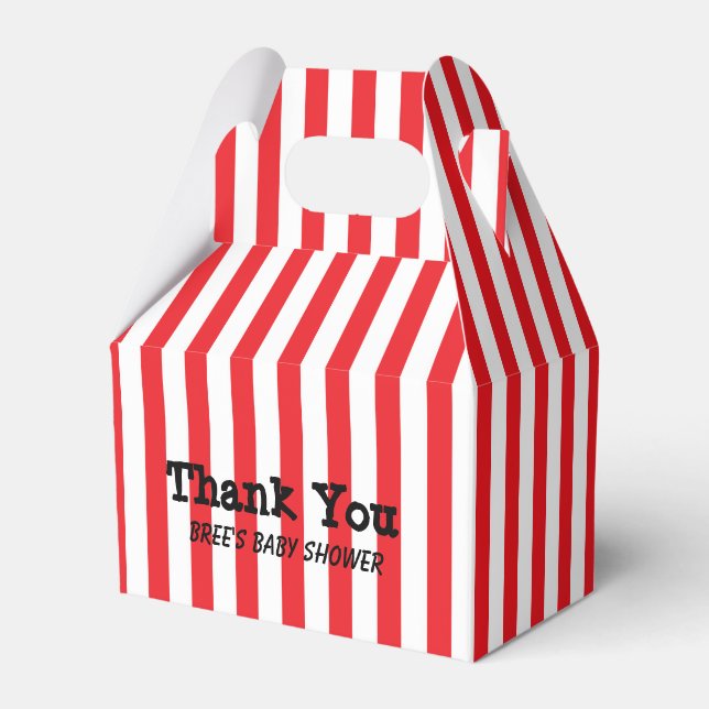 Cajas de regalos de fiesta con rayas de circo roja (Front Side)