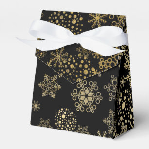 Cajas de regalos de fiesta de copos de nieve negra