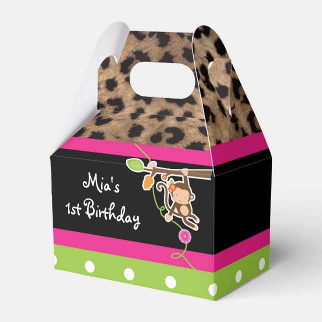 Cajas de regalos de fiesta de leopardo chic safari (Front Side)