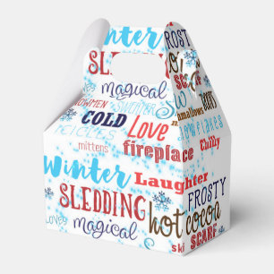 Cajas de regalos de fiesta divertidas con tipograf