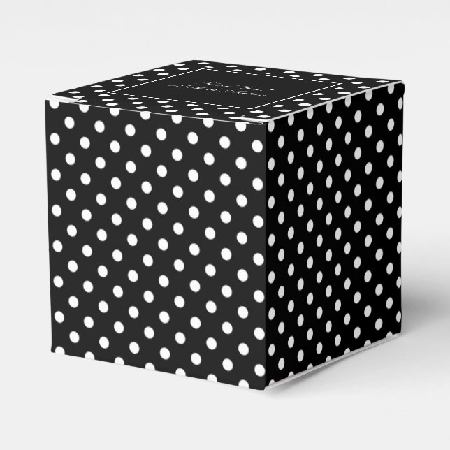 Cajas elegantes de regalo de boda con lunares en b (Costado Anverso)