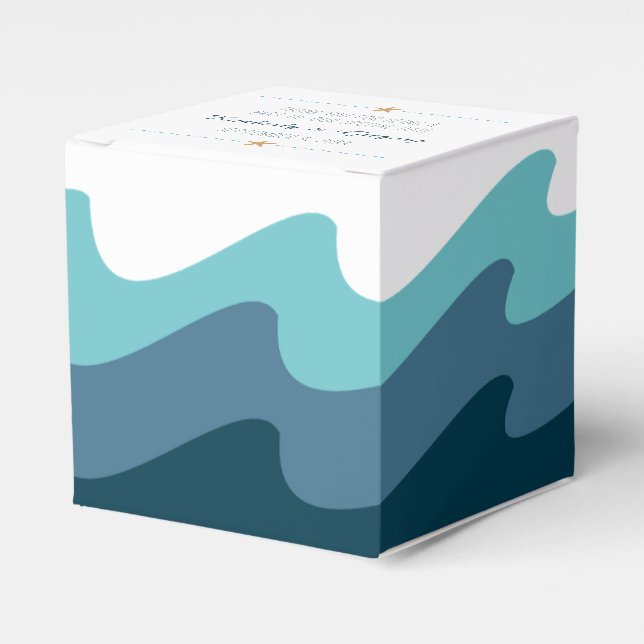 Cajas Favor con temática de playa - Ola Azul (Costado Anverso)