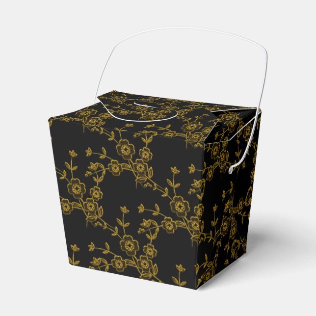 Cajas FAVOR de la fiesta de oro-negro estilo FS (Front Side)