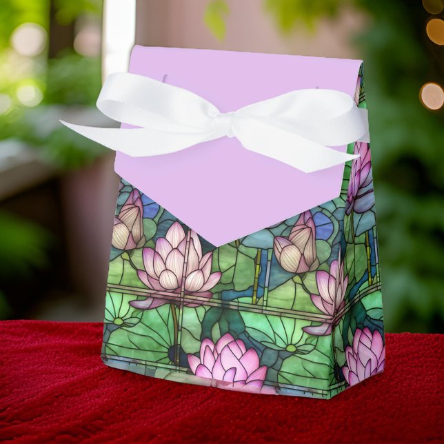 Cajas Favor De Lotus De Estilo Vidrio Manchado (Stained Glass Lotus tent-styled Favor Boxes! 🌸 Perfect for #weddings #parties 🎁 Add elegance!)