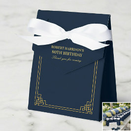 Cajas Favor Navy Chic Dorado Art Déco Cumpleaños 8