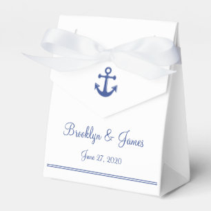 Cajas Favoras De La Boda Náutica Blanca Con Anclaj
