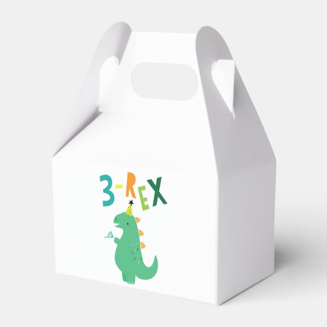 Cajas favoritas de 3-Rex Dinosaur 3er cumpleaños (Reverso)