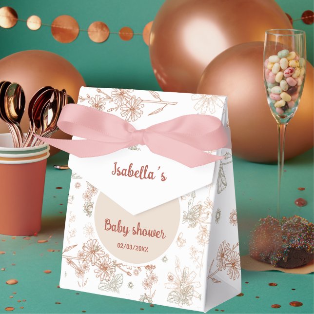 Cajas favoritas de Baby Shower de Wildflower Boho  (Wildflower Boho Baby Shower Favor Boxes - Rustic Chic)