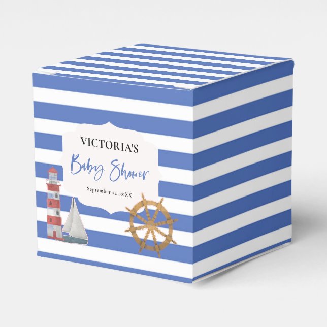 Cajas favoritas de Baby Shower Nautical Blue Boy (Costado Anverso)