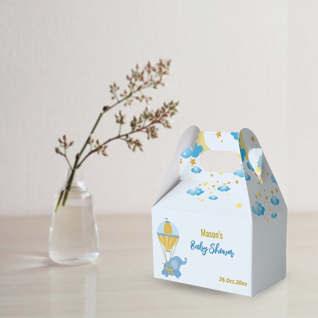 Cajas favoritas de Baby Shower para elefantes azul (Subido por el creador)