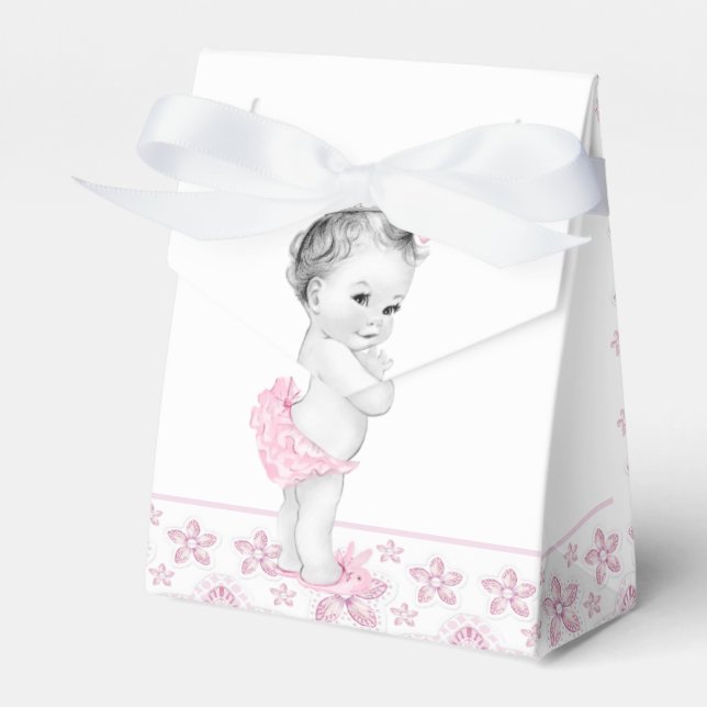 Cajas favoritas de Baby Shower rosadas adorables (Front Side)