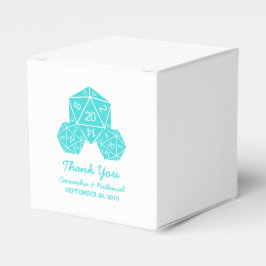 Cajas favoritas de boda Aqua D20 dados