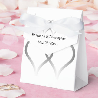 Cajas favoritas de boda corazones plateados