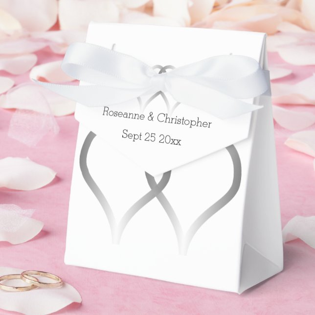 Cajas favoritas de boda corazones plateados (Boda)