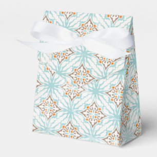 Cajas favoritas de boda Icy Blue y Tan Damask
