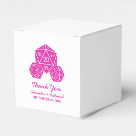 Cajas favoritas de boda rosadas D20 dados