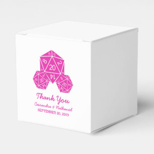 Cajas favoritas de boda rosadas D20 dados