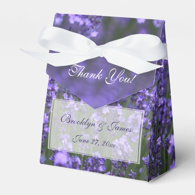 Cajas favoritas de bodas de lavanda personalizadas (Front Side)