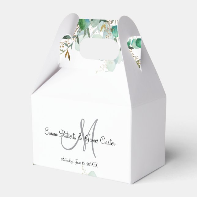 Cajas favoritas de bodas de monograma verde (Front Side)