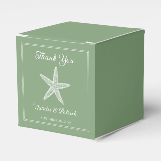 Cajas favoritas de bodas estelares verdes Moss (Costado Anverso)