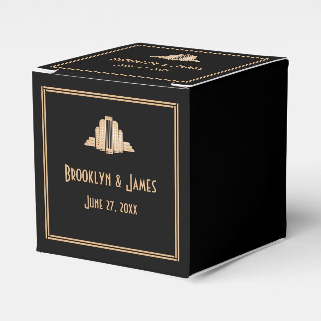Cajas favoritas de bodas negras en el Art Deco (Costado Anverso)