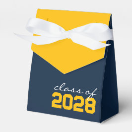 Cajas favoritas de graduación azul y amarillo dora