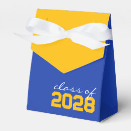 Cajas favoritas de graduación de amarillo azul y d