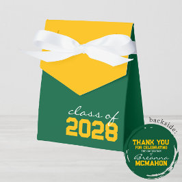 Cajas favoritas de graduación de amarillo verde y 