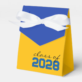 Cajas favoritas de graduación doradas y azules