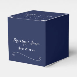 Cajas favoritas de la boda azul de la marina elega