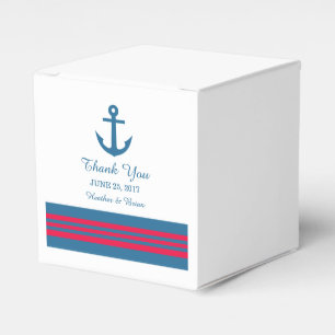 Cajas favoritas de la boda azul roja y náutica