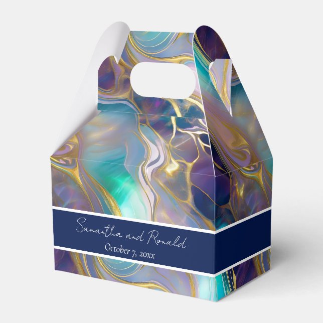 Cajas favoritas de oro y piedra ópala azul elegant (Front Side)