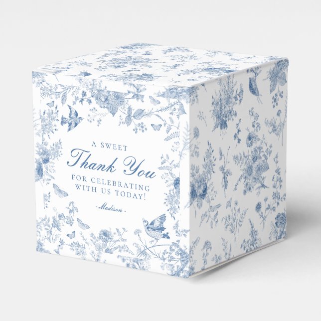 Cajas Favoritas De Postres Florales Blue Toile De  (Costado Anverso)