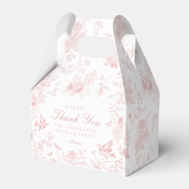 Cajas Favoritas De Postres Florales De Toile Rosa  (Front Side)