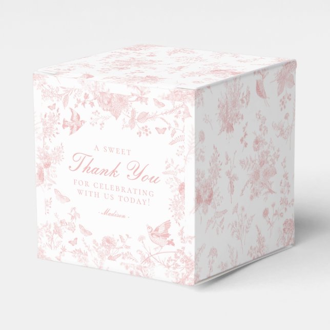 Cajas Favoritas De Postres Florales De Toile Rosa  (Costado Anverso)