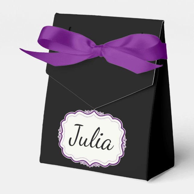 Cajas favoritas negras elegantes de violeta (Front Side)