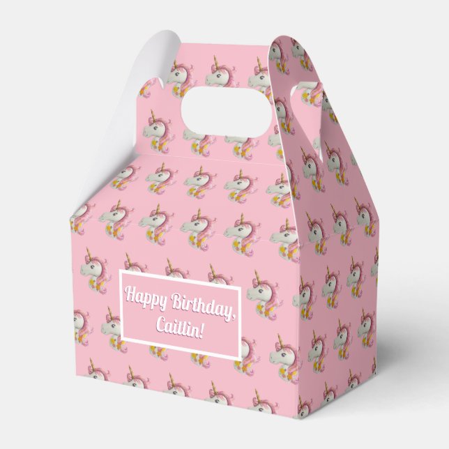 Cajas favoritas personalizadas de unicornio rosado (Front Side)