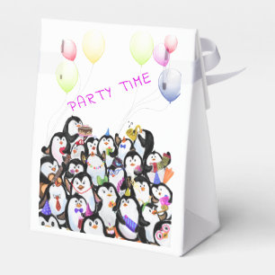 Cajas felices de favor de pingüino