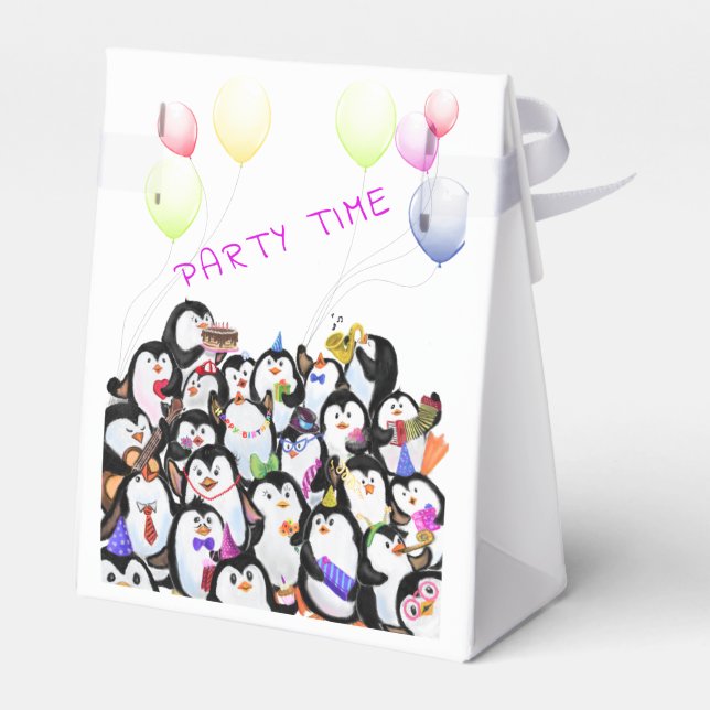 Cajas felices de favor de pingüino (Reverso)