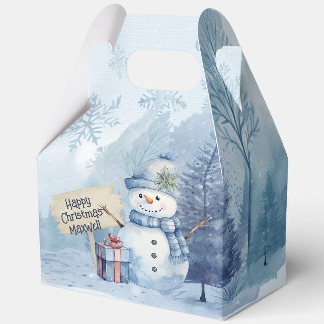 Cajas Fiestas de Navidades de Snowman azules (Anverso)
