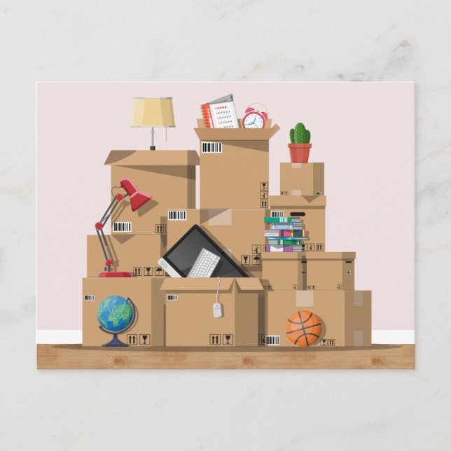 Cajas móviles Nueva casa Invitación de dirección r (Anverso)