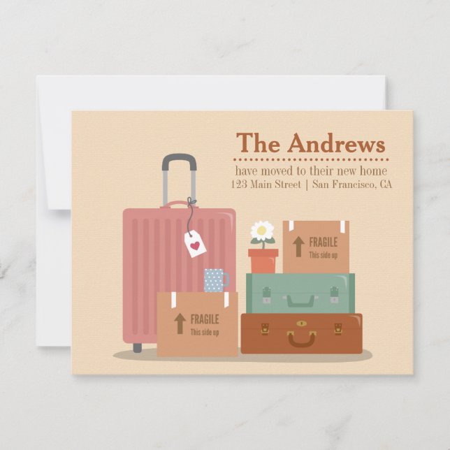 Cajas retro y maletas nuevas Invitaciones doméstic (Anverso)