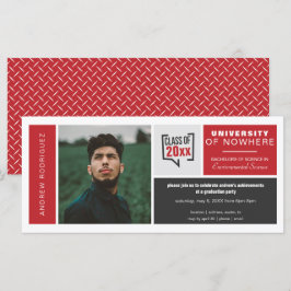 Cajas rojas e invitación para graduación de fotos