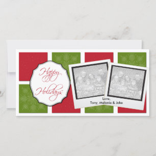Cajas rojas y verdes tarjetas de fotos de Navidad