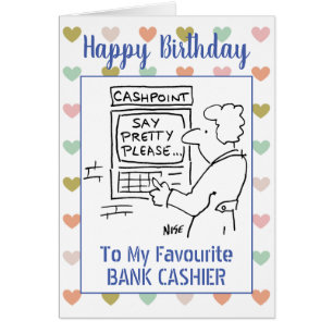 Cajero del banco de cumpleaños feliz