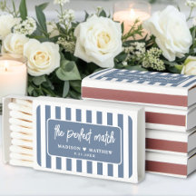 Cajitas de cerillas de boda con raya azul Perfect 